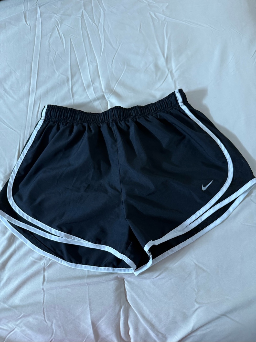Nike Women's Black Athletic Shorts with White Piping